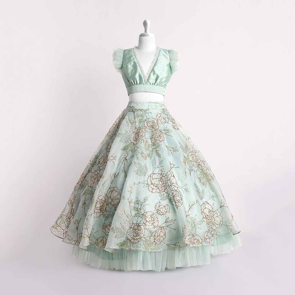 Green Mint Green Lahenga