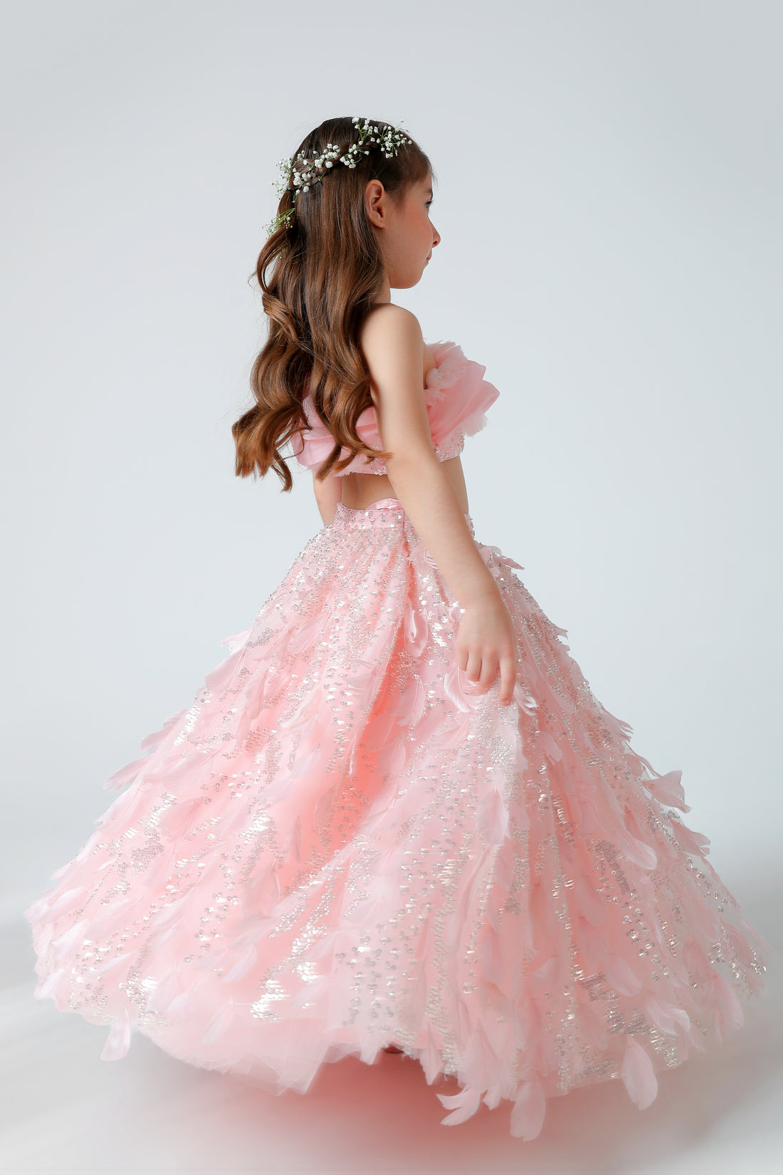 CRIMSON FEATHER LEHENGA