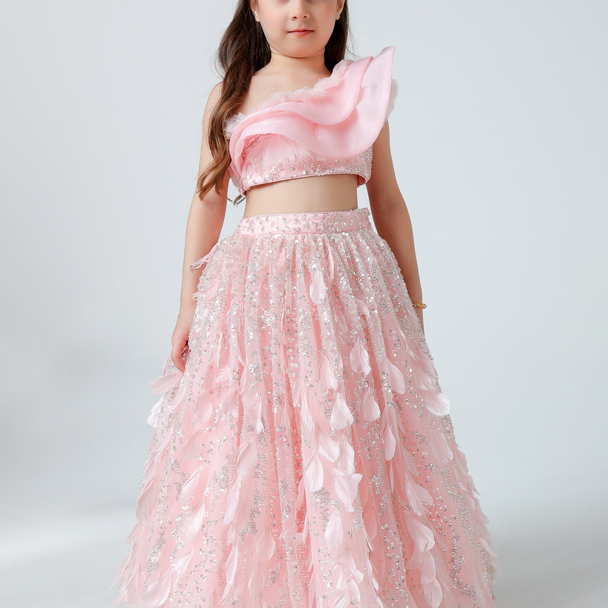 CRIMSON FEATHER LEHENGA