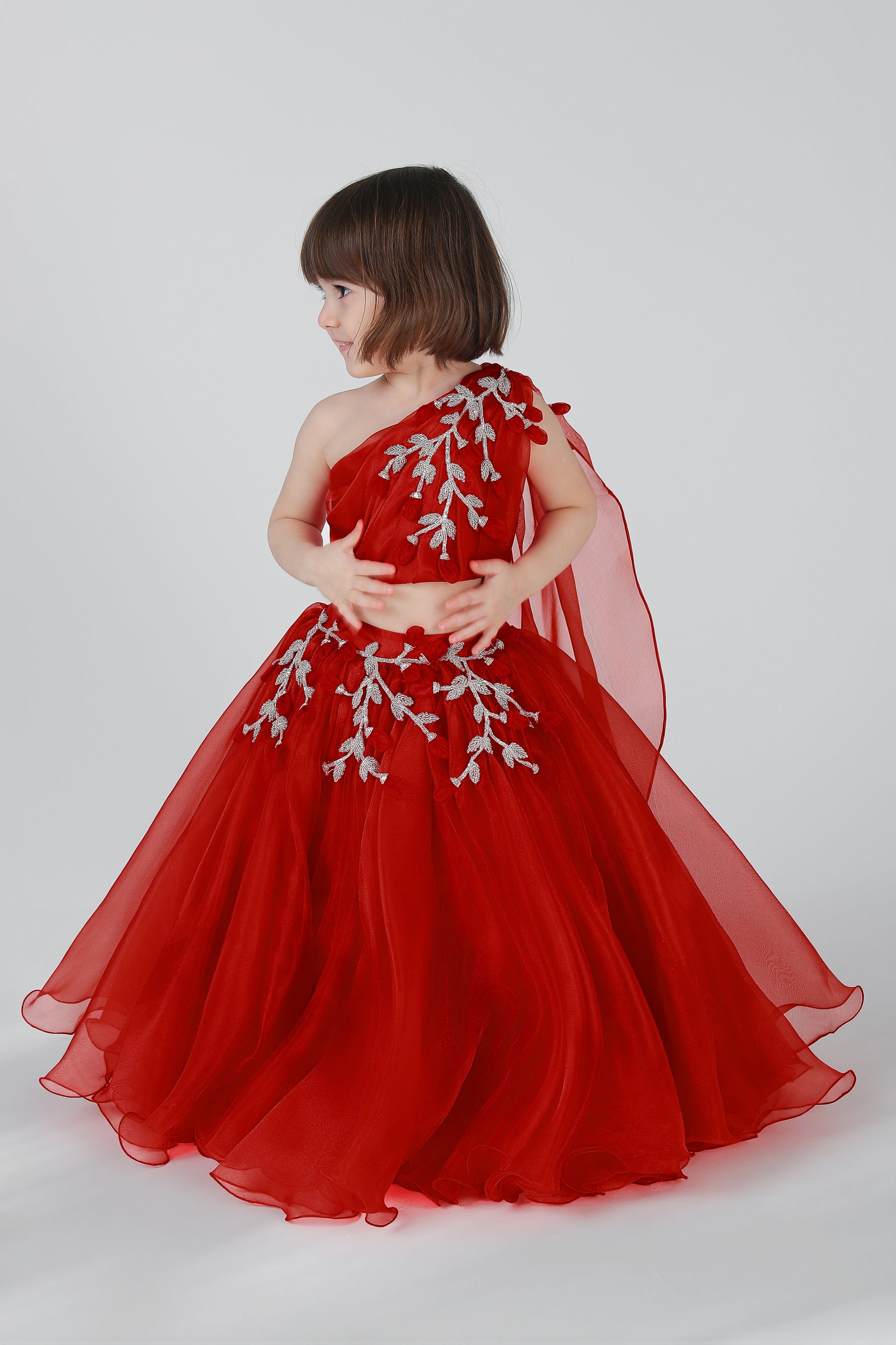 PETAL RED LEHENGA