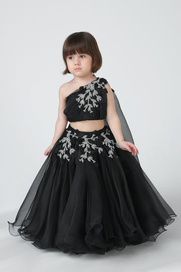 PETAL BLACK LEHENGA