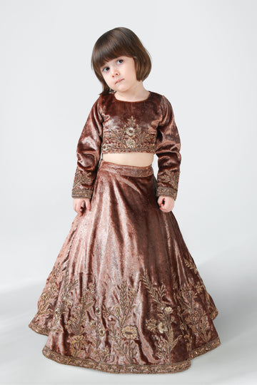 BRONZED VELVET LEHENGA