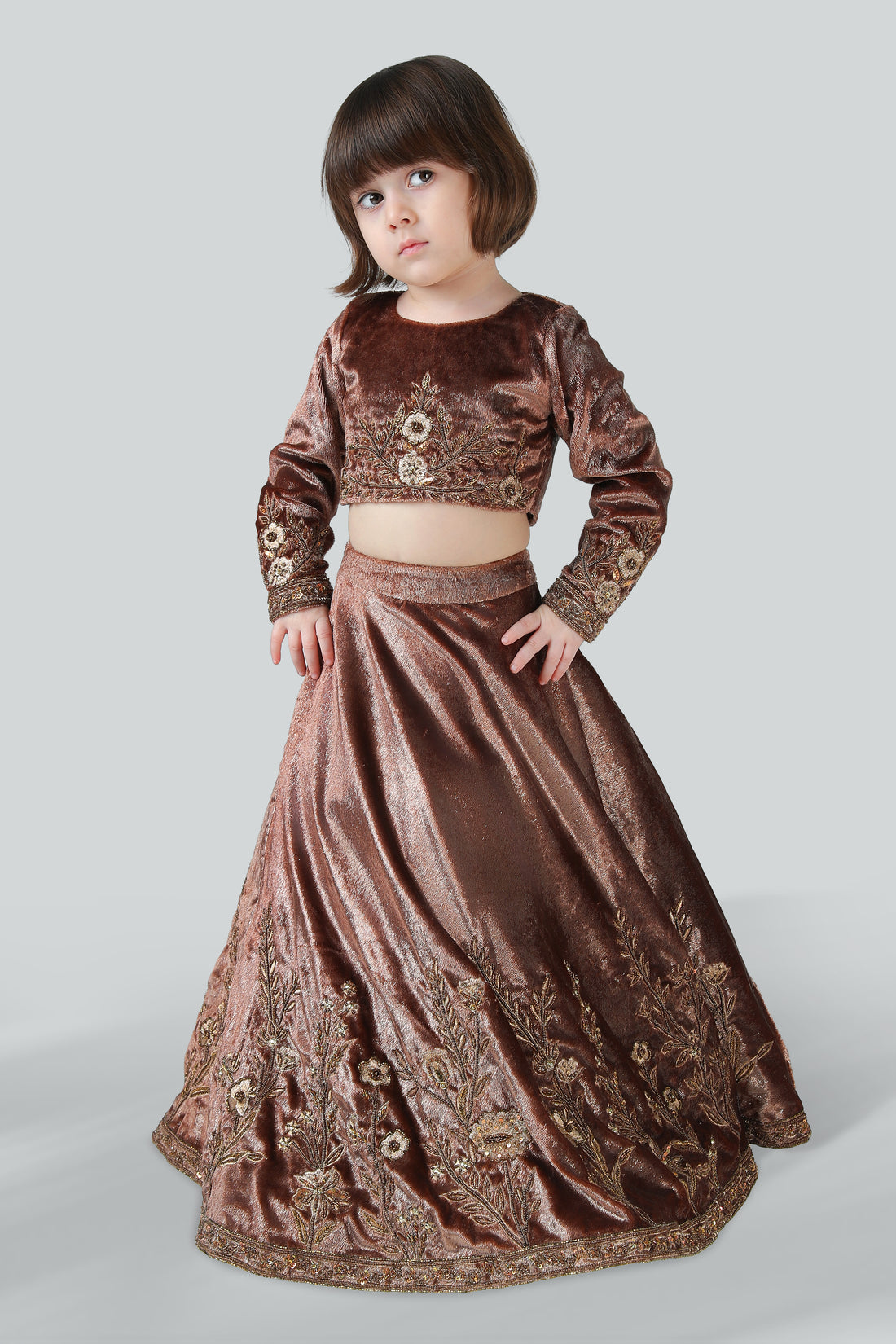 BRONZED VELVET LEHENGA