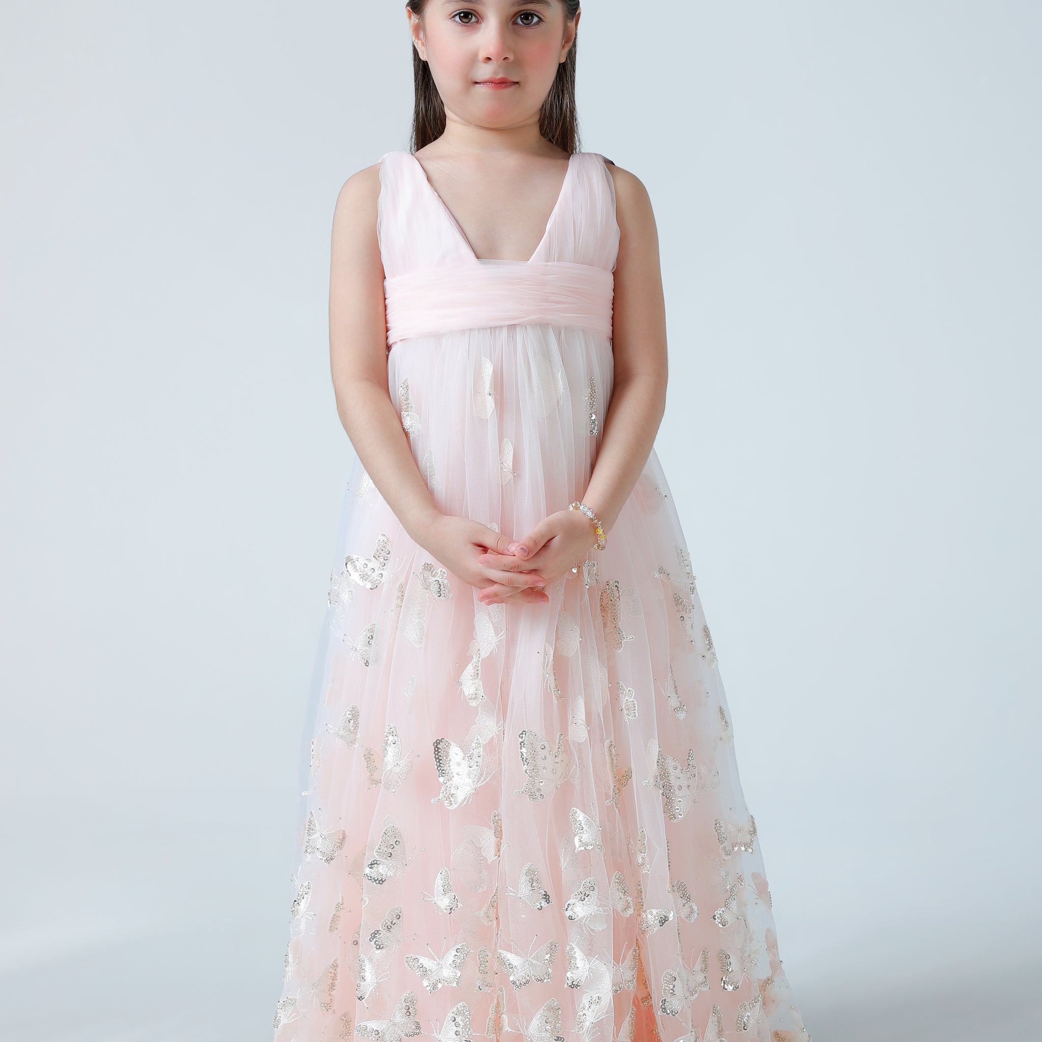 PEACH FLUTTER GOWN