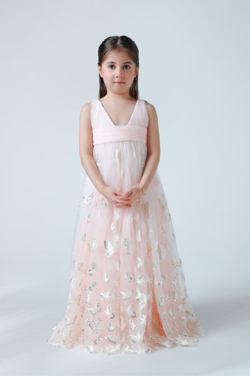 PEACH FLUTTER GOWN