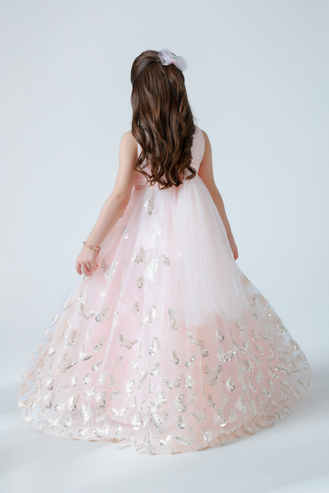 PEACH FLUTTER GOWN