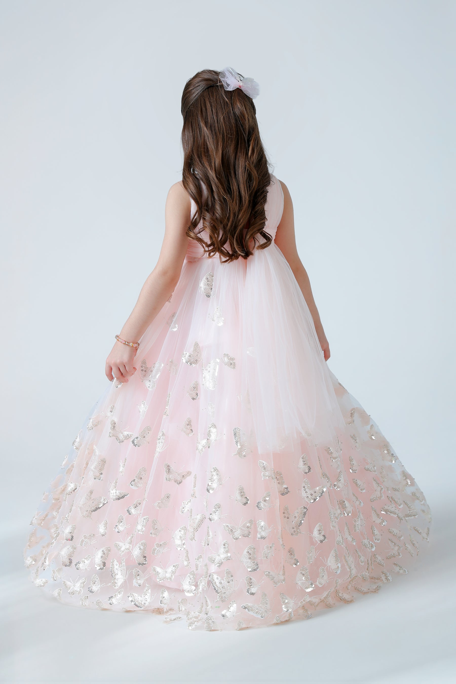PEACH FLUTTER GOWN