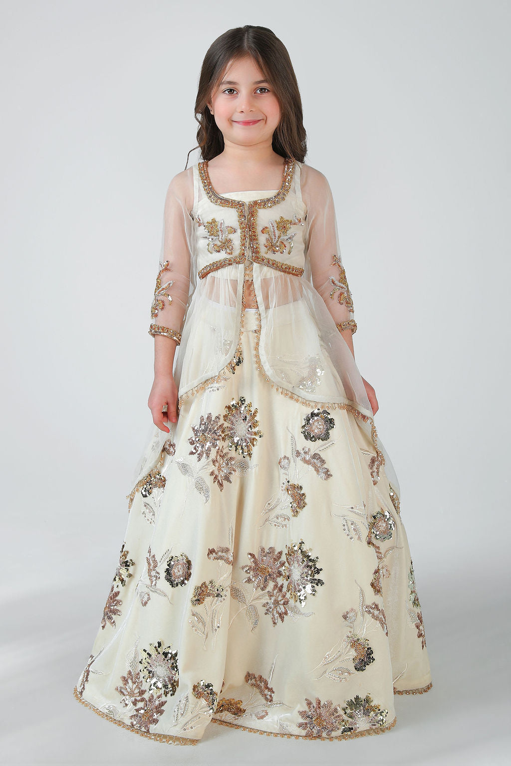 CREAM VELVET LEHENGA