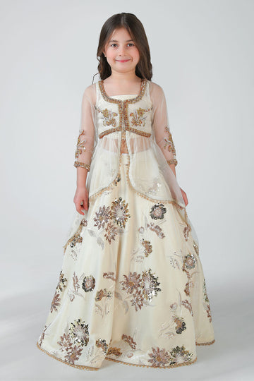 CREAM VELVET LEHENGA